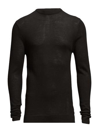 Merino Knit O-Neck Stickad Tröja M. Rund Krage Svart Lindbergh