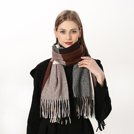Ullscarf damscarf mjuk och gosig rutig vinterscarf poncho kvalitet
