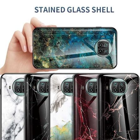 Xiaomi Mi 10T Lite Marmorskal 9H Härdat Glas Baksida Glassback V2