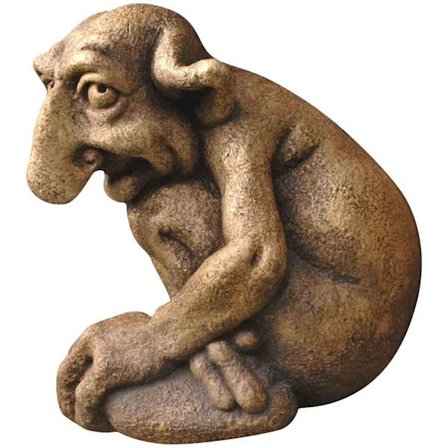 Havegargoyle-skulptur, Vintage Gargoyle Havedekoration, Vissen Gammel Mand Statue, Mischievous