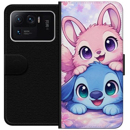 Kompatibel Tegnebogsetui til Xiaomi Xiaomi Mi 11 Ultra Sød kawaii illustration med pink og blå fantasidyr, store øjne og bløde farver perfekt til