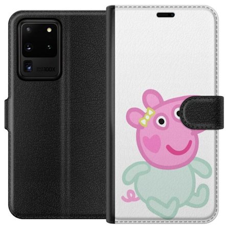 Yhteensopiva Lompakkokotelo Samsung Galaxy S20 Ultra Peppa Pig vauvahahmo pastelliväreissä, suloinen piirretty lasten kuvitus pehmeällä minimalist