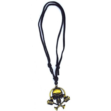 Läderhalsband med dödskalle och hörlurar