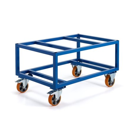 Pallevogn OUTLINE, 500 kg belastning, Ø 160 mm PU-hjul, bremser, 1200x800x625 mm