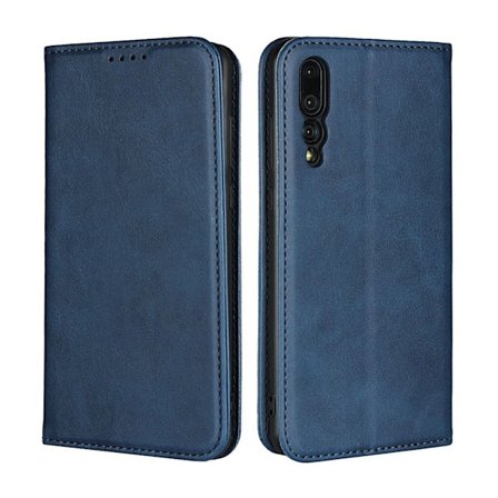 Huawei P20 Pro magnetiskt plånboks fodral av mjukt syntetläder - Blå
