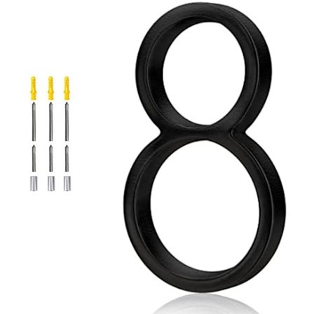 5,6 tuuman kelluva numero, DIY modernit numerot, puutarhaportin postilaatikon koristenumero naulasarjalla, musta pinnoitettu 8