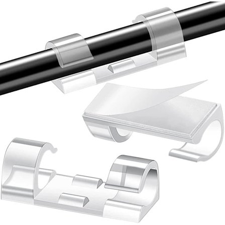 Självhäftande Kabelhållare - Kabelklämmor Transparenta Små (20-pack)