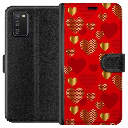Kompatibel Tegnebogsetui til Samsung Samsung Galaxy A02s GoldenHearts