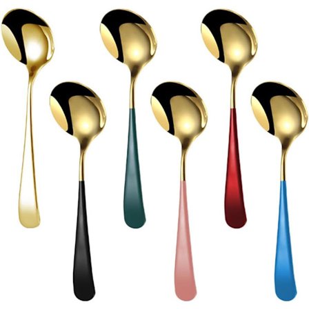 6 stk. Suppeskeer med farverige håndtag i rustfrit stål (Guld)