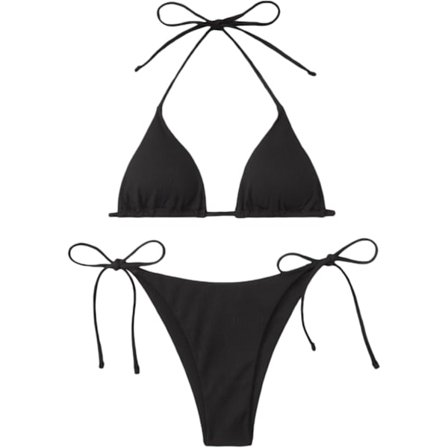 Dam Halter Tie Side Triangle Bikini Set Hög Skuren 2 Delad Bikini Baddräkt