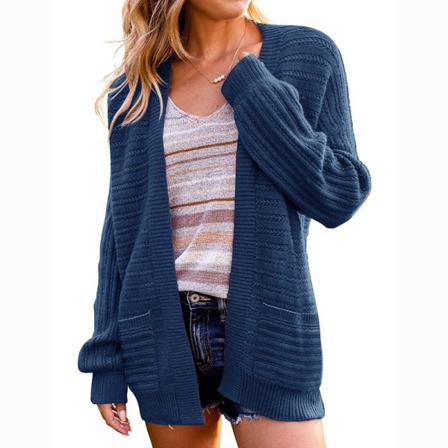 Kvinnor Plain Coat Öppen Front Cardigan Sweater