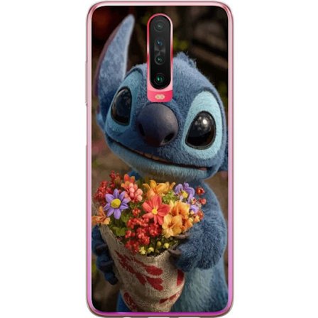 Kompatibel Mobilcover til Xiaomi Xiaomi Redmi K30 Sød blå figur med store øjne, der holder en farverig buket i en varm og kær stil