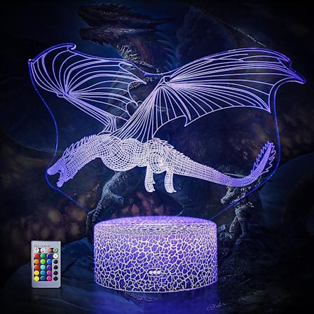 Shxx Dragon Illusion Led Lys, Spændende Julegave Til Elskere Af Middelalderlige Drager 3d8l-378 [L]