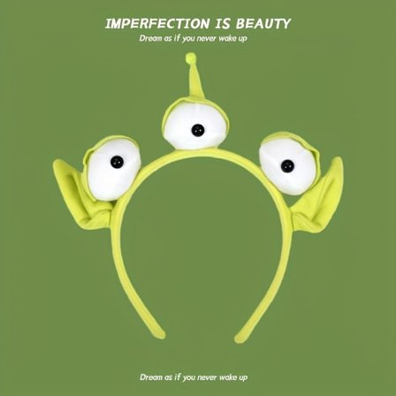 DISNEY Tre-øjnet Sødt Grønt Monster Hårbøjle til Kvinder & - Blød Polyester Fiber Anime Rollespils Kostume Tilbehør, Tema Fest Hår med Ikonisk M...