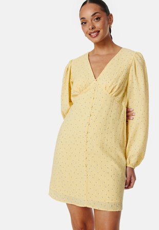 VERO MODA Vmamanda LS V-Neck short dress Yellow Mellow AOP:Fl Klær