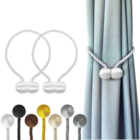 Magnetiske gardinholdere Hvide 2 stk., gardinholdere spænder holdere holdere klips til hjem soveværelse kontor dekorative tykke eller tynde gardiner