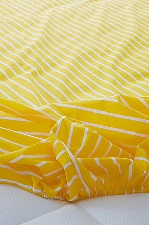 Jotex - Mini Hoeslaken Wieg Organisch Geel/wit Geel/wit - SIMA - Koop Lakens bij Jotex