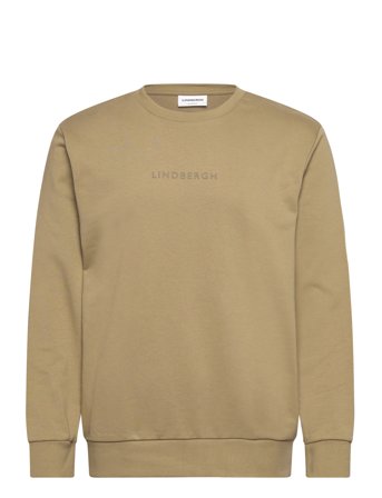 Lindbergh Logo Chest Print O-Neck Sweat - Beige - L