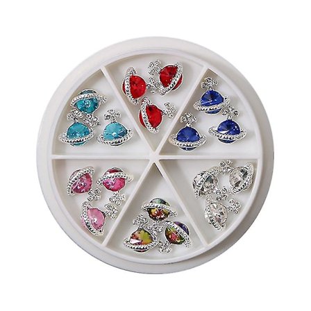 3D-berlocker i legering, dekorationsberlocker, nagelkonst, planet, strassberlocker, planetarisk nagel