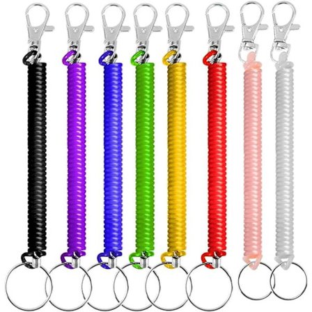 8 st Spiralknycklar - 8 Färger Färgglada Plastnyckelringar
