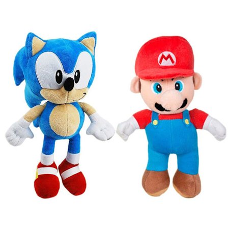 2-Pack Sonic The Hedgehog & Super Mario Gosedjur Plush Mjukisdju Z