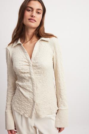 NA-KD Chemise ajustée structurée de qualité - Chemises - Beige - EU 36