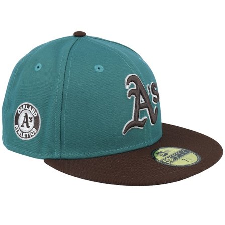 New Era - MLB Green fitted Czapka Z Daszkiem - Oakland Athletics Rogue Crowns 59FIFTY Teal/Burnt Wood Fitted @ Hatstore