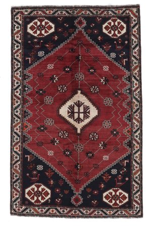 Anudada A Mano Shiraz Alfombra 162X259 De Lana Negro/Rojo Oscuro