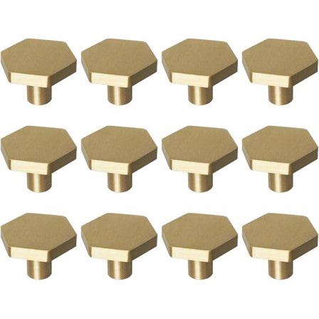 1-1/10" Massiva Mässingsknoppar Skoskåp Borstad Guld Hex Knoppar