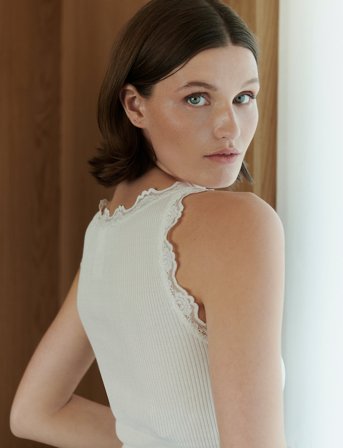 Rosemunde Rwbabette Silk Sl U-Neck Long Lace - Cream - XS