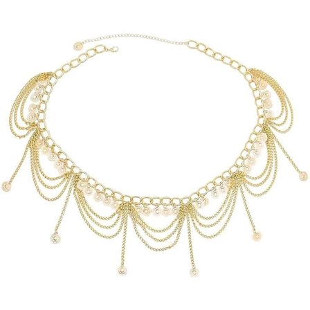 Vintage midjekedja ihålig snidning strass kristall kroppskedja sommar strand kropp midjekedja smycken