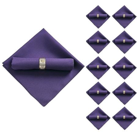 10 kpl 48x48cm Polyester-liinavaippoja, yhteensopivia ravintola-, hää-, juhla- ja illallispöytien kanssa, violetti