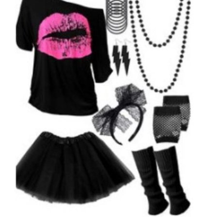 1980-talls Partykostyme Tilbehør Antrekk i Svart L