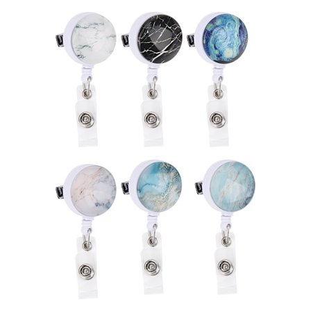 6 st Retractable Badge Holder Namnkortshållare Badge Reel Clip för Kontorsarbetare Läkare Sjuksköterska Tillbehör