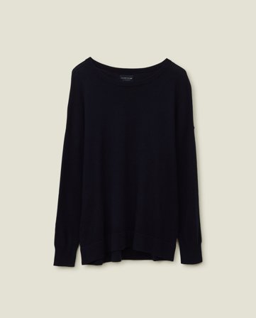 Lexington Valentina Merino/Viscose Blend Crew Neck Sweater, Dark Blue