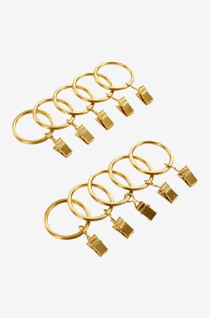 Jotex - Gardinring Med Klips 10-pk Gull - CURTIS - Kjøp Gardintilbehør hos Jotex