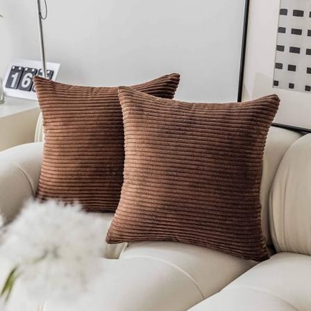 IC Kuddfodral 18x18 set med 2 manchester Supermjukt örngott dekorativa fyrkantiga slängkuddar för soffsoffa vardagsrum, 18x18 tum, brun