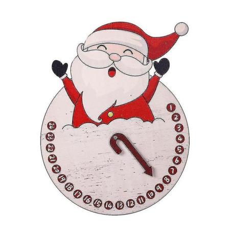 Juletræsvæg ur i træ, træhåndværk, perfekt til julepynt, gør-det-selv-håndværk. (rød) (1 stk)