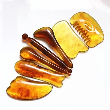 Akupunktur Skrapemassasje Syvdelers Sett, Resinmateriale, Ansiktsløft, Massasje- og Akupunkturverktøy