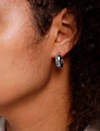 Design Letters Chunky Rainbow Hoop 8Mm Silver (1 Pcs) - Silver - ONE SIZE