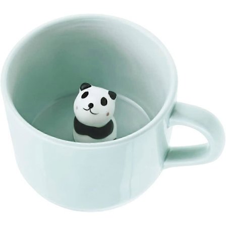 3D Tegneserie Panda Kaffekopper Mælk Te Søde Keramiske Krus med Ske Skjult Dyr Indeni Morgenkop NA