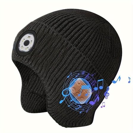 USB Oppladbar LED Lue - Varm Musikk Hodetelefon med Lys, ANC, Perfekt Julegave Bursdagsgave for Snowboarding Utendørs