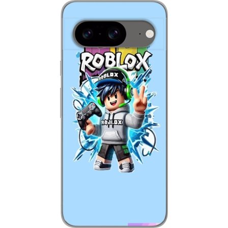 Kompatibelt Mobilskal till Google Google Pixel 8 Färgstark Roblox-karaktär med handkontroll och energifylld splash art design, perfekt för barnrum