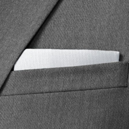 Pochette de costume blanche en gros-grain pour hommes - Pochettes de costume de couleur unie