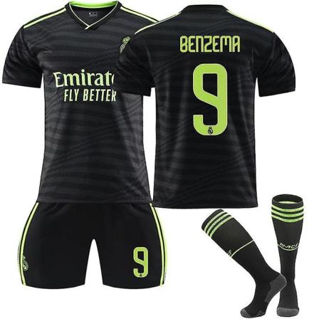 Benzema hjemmeskjorte, bortetrøye Benzema 9 vY 2223 Black Away M