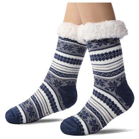 Gulvsokker, varme vintersokker, innesokker, peiskosetøfler, varme sklisikre hussokker for voksne, sklisikre tøffelsokker, tykke plysjsokker