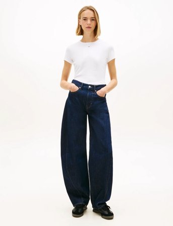 Tommy Jeans Tjw Slim Essential Rib Ss - White - M