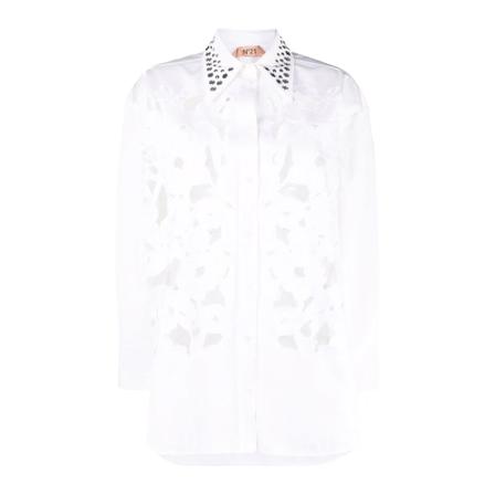 N21, Shirt with inlays Biały, Kobieta, Rozmiar: M