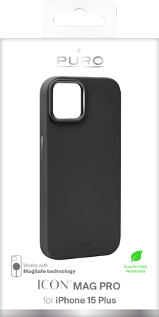 PURO iPhone 15 Plus silicone cover ICON MAG PRO, black