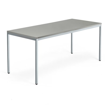 Schreibtisch QBUS, 1800 x 800 mm, Gestell silber, hellgrau